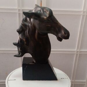 Majestic Dark Horse Head Sculpture